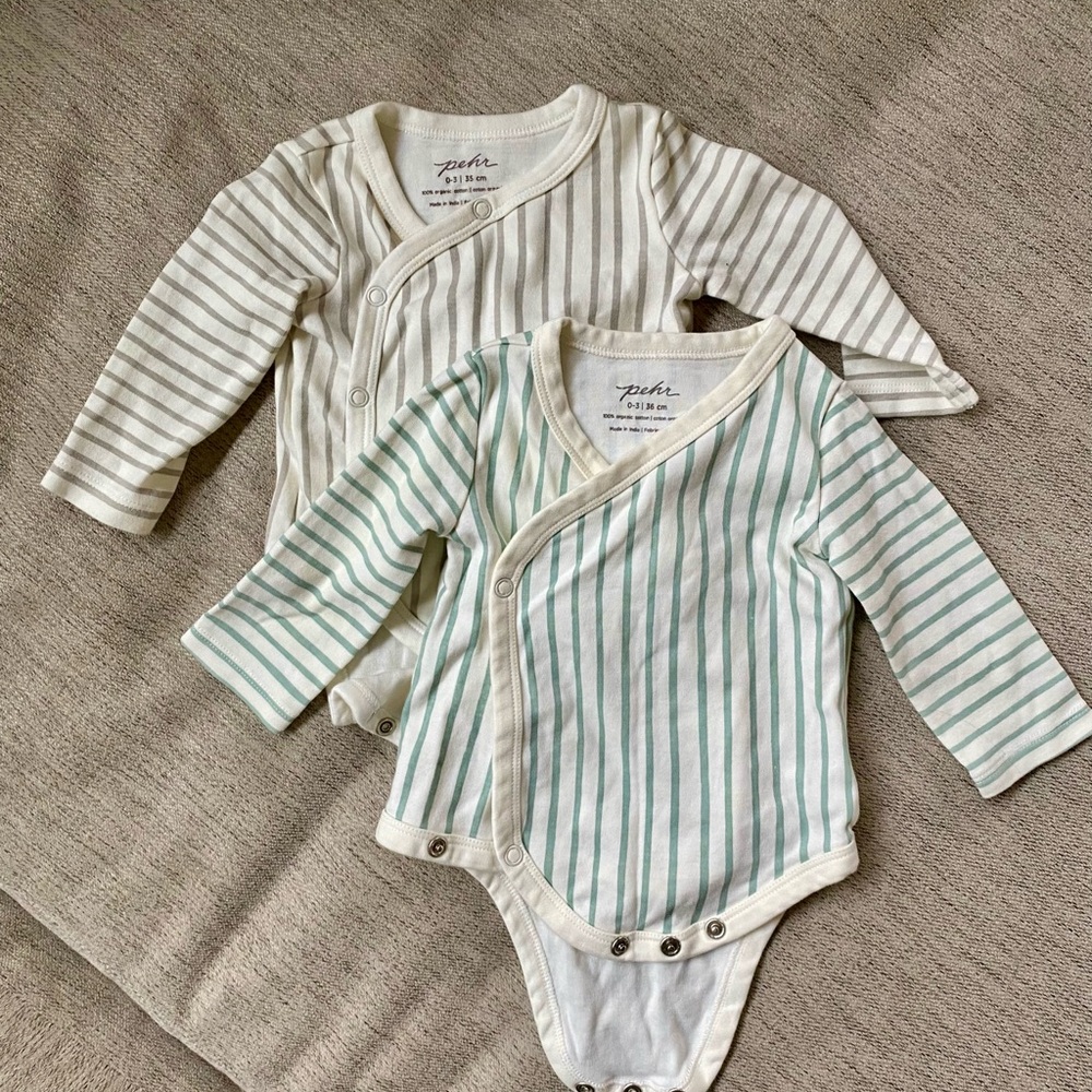 Pehr Kimono Set - Grey and Green Stripes